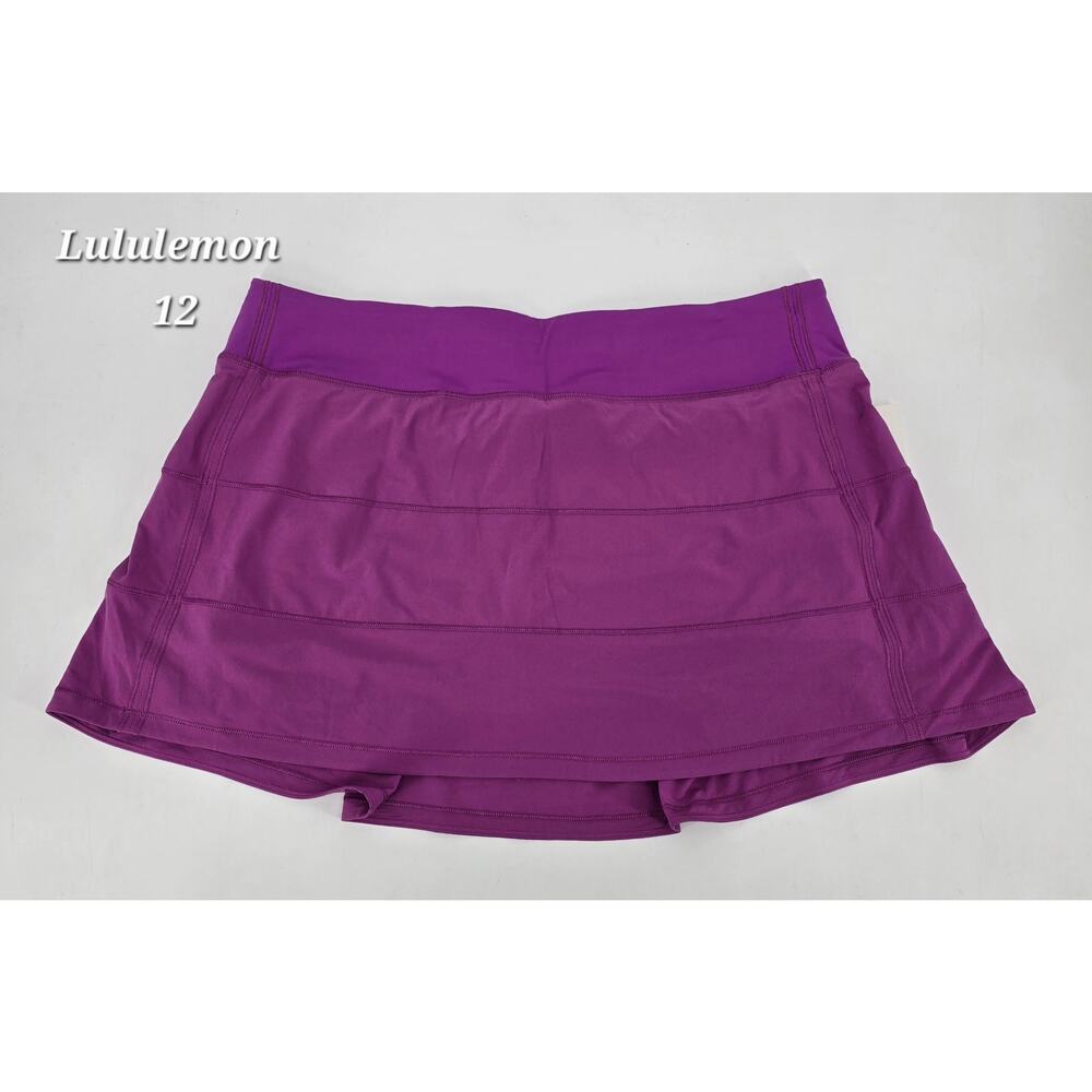 Lululemon Pace‎ Rival Mid Rise Long Skirt 12 Vivid Plum Purple Tennis Run Skort